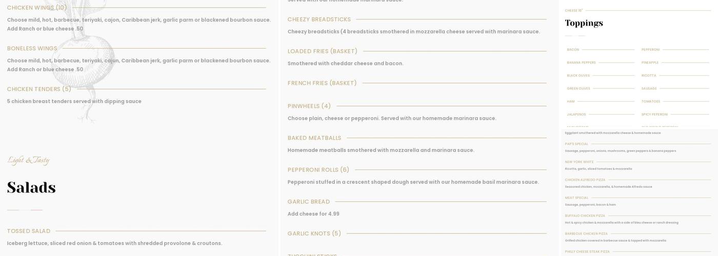 Pizzeria New York Menu