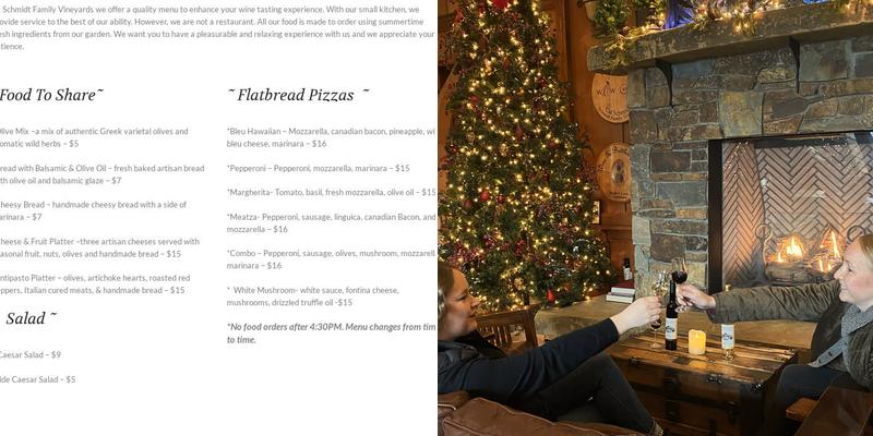 Schmidt Family Vineyards Menu