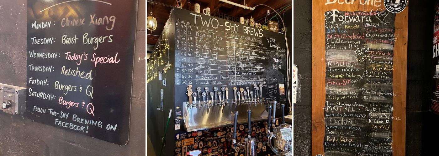 Two-Shy Brewing Menu