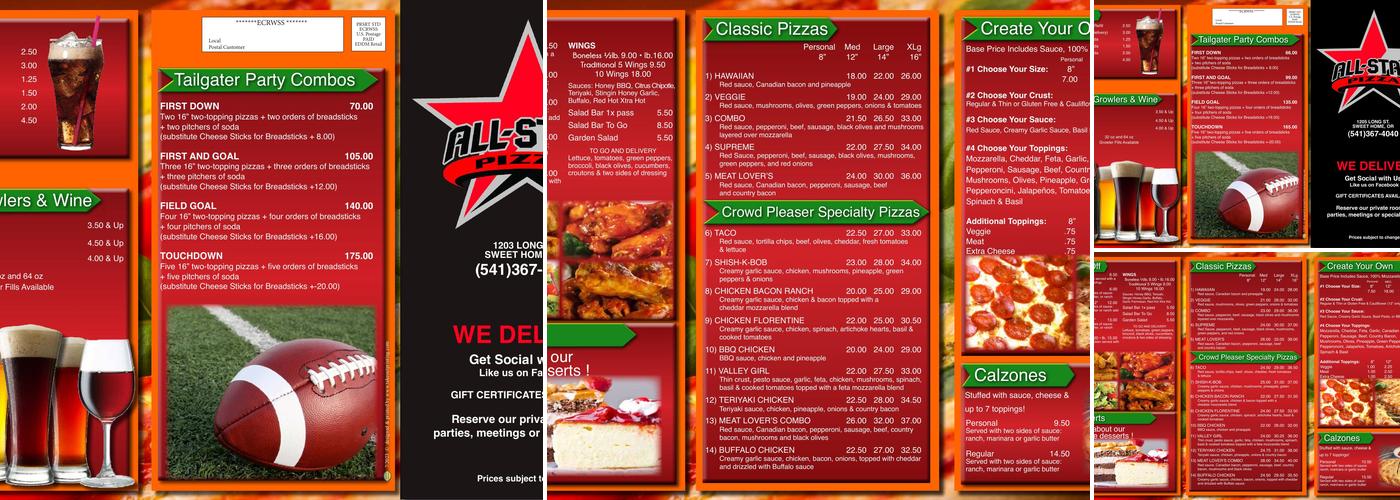 All Star Pizza Menu