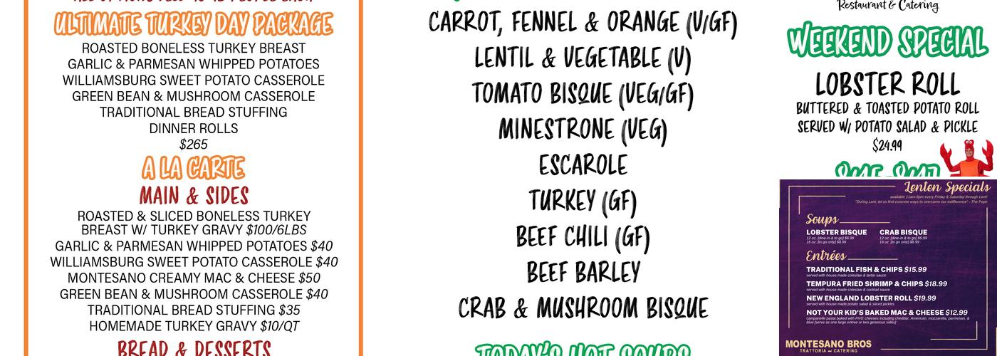 Montesano Bros Restaurant & Catering Menu