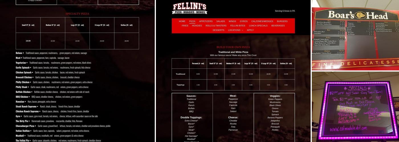 Fellinis Pizzeria Menu