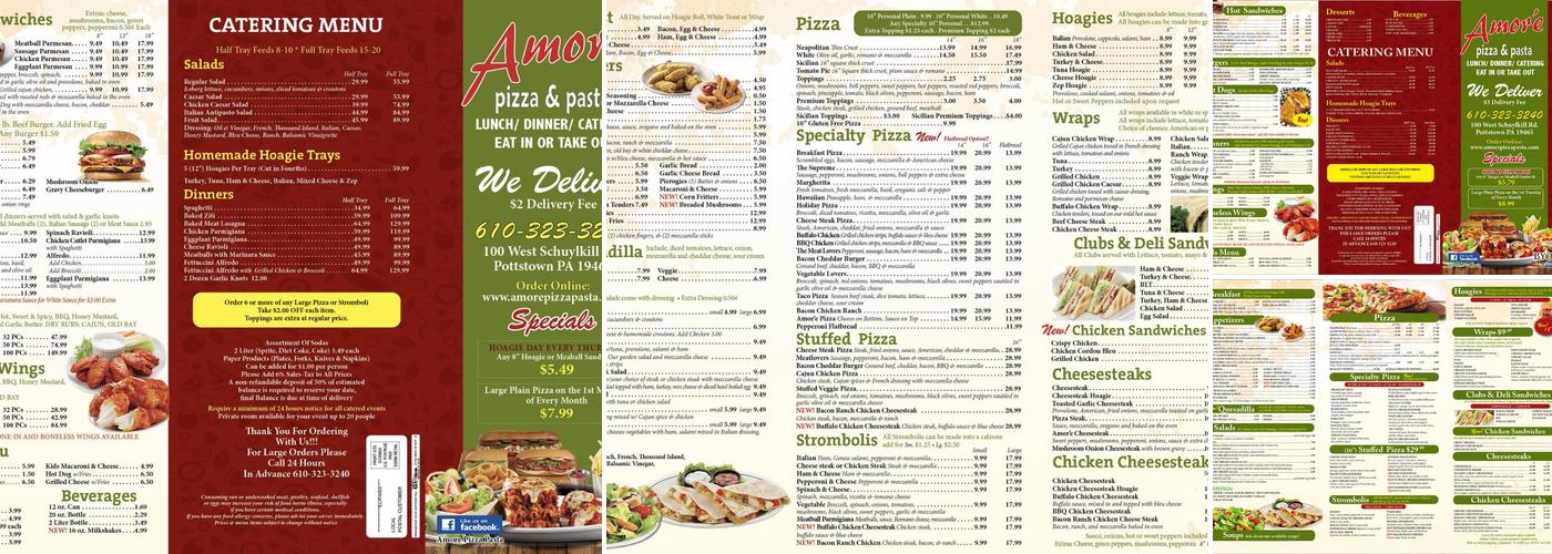 Amore Pizza and Pasta Menu