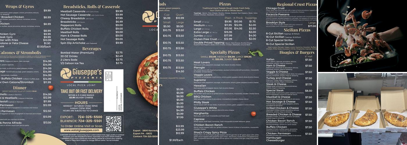 Giuseppe's Pizzeria Menu