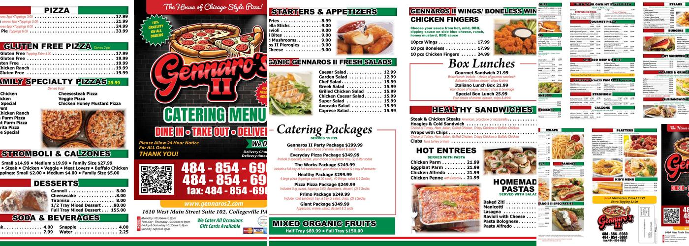 Gennaro's II - Chicago Style Pizza Menu