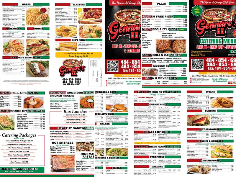 Gennaro's II - Chicago Style Pizza Menu