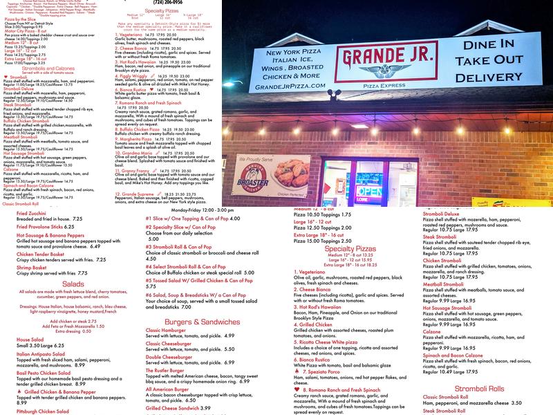 Grande Jr Pizza Express Menu