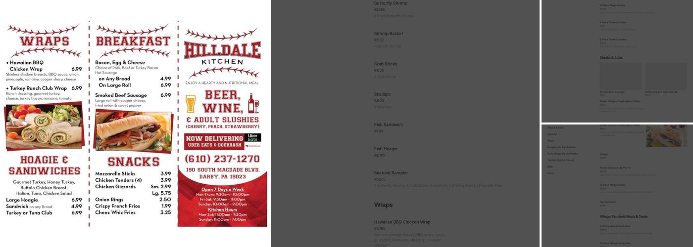 Hilldale Kitchen Menu