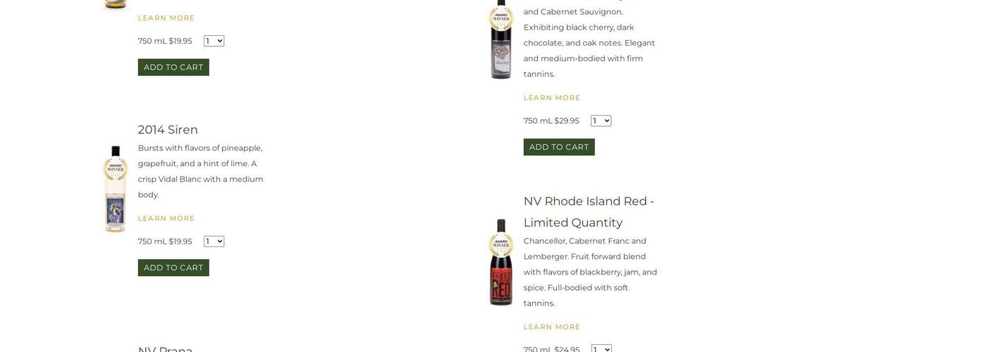 Carolyn's Sakonnet Vineyard Menu