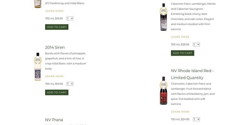 Carolyn's Sakonnet Vineyard Menu