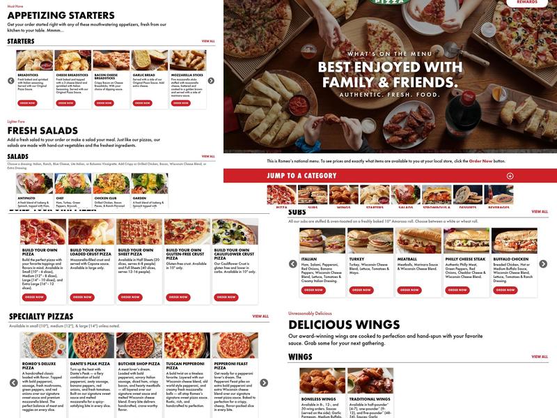 Romeo's Pizza Menu