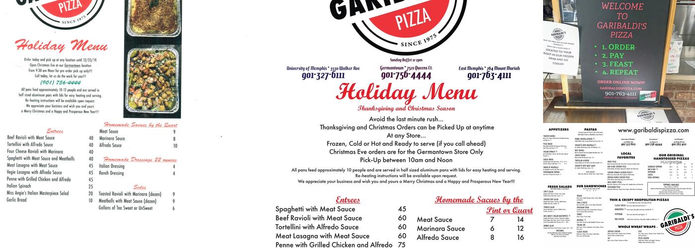 Garibaldi's Pizza Menu
