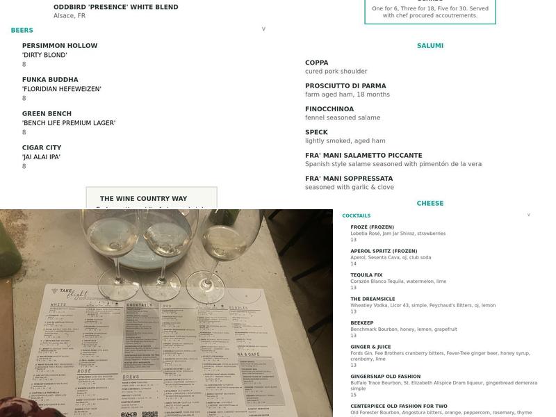 Sixty Vines Menu