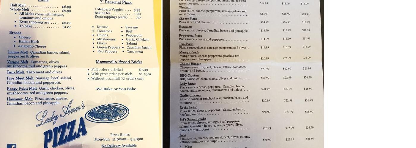 Rocky Point Market Menu