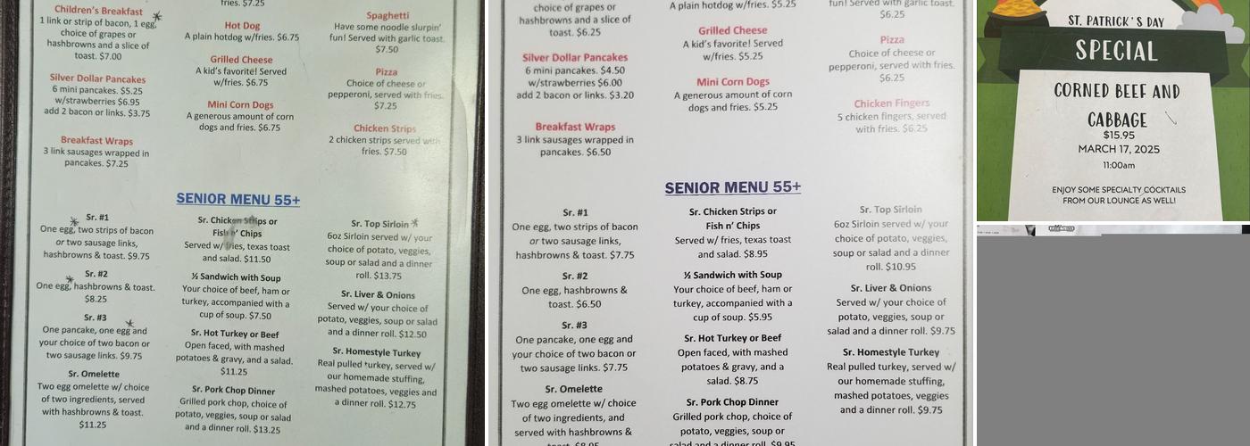 Bob's Cafe Menu