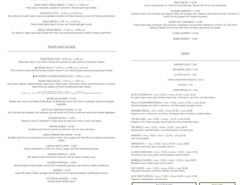 Maltby Pizza & Pasta Menu