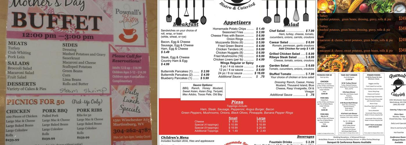 Pownall's Bistro, LLC Menu