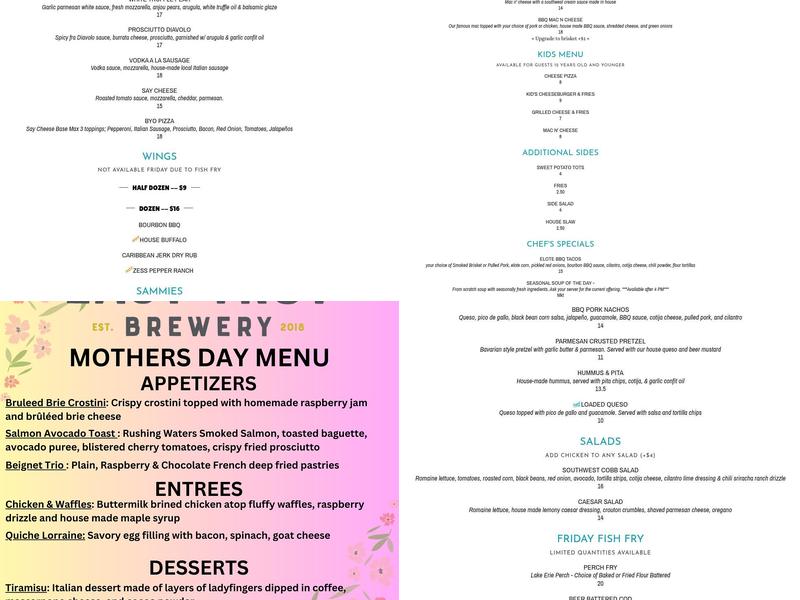 East Troy Brewery Menu