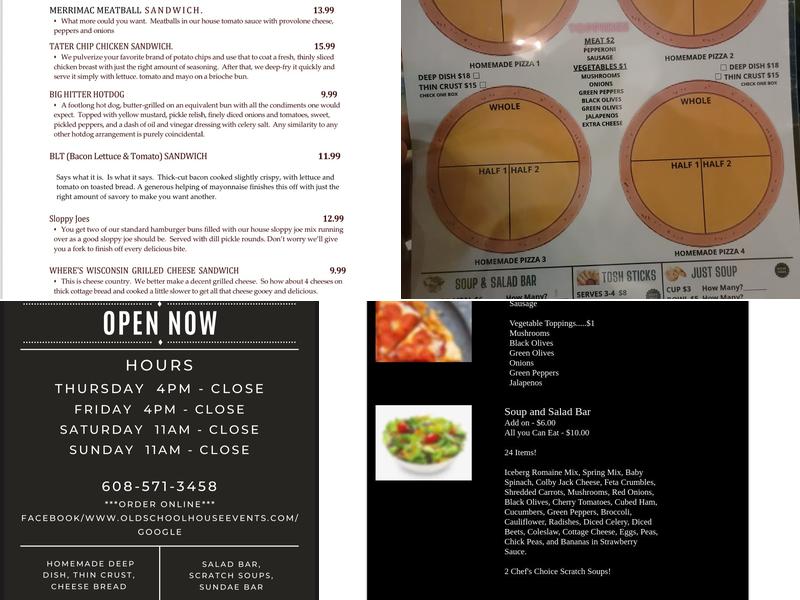 The Old Schoolhouse Menu