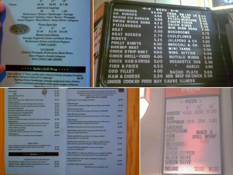 Albany Lanes Menu