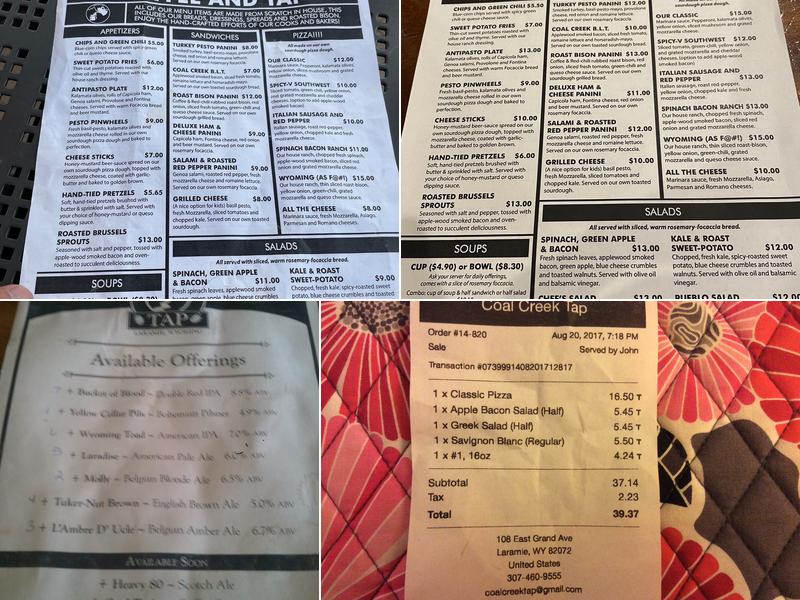 Coal Creek TAP Menu