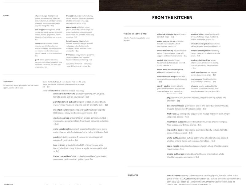 DC Oakes Brewhouse And Eatery Menu