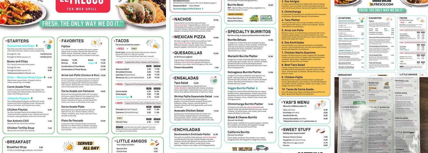 El Fresco Tex-Mex Grill Menu