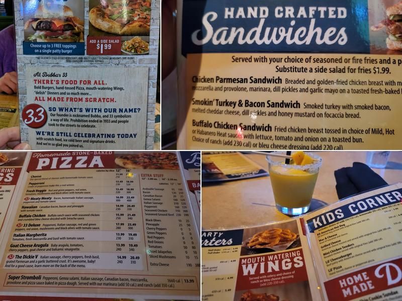Bubba's 33 Menu