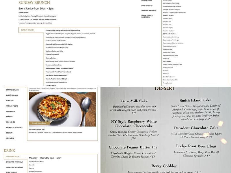 The Blackwall Barn & Lodge Menu