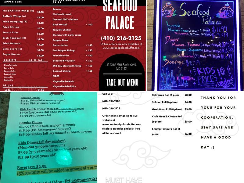 Seafood Palace Buffet Menu