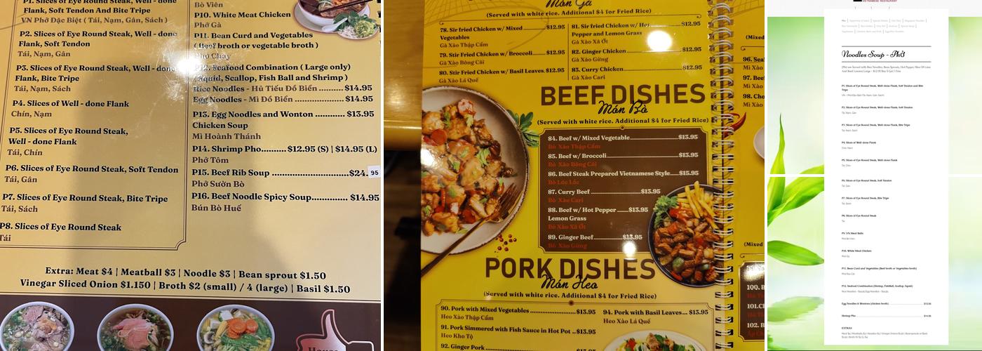V N Noodle House Menu