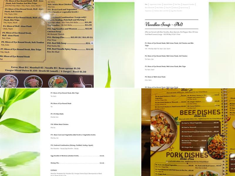 V N Noodle House Menu