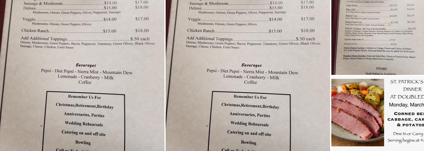 Doubledays Menu