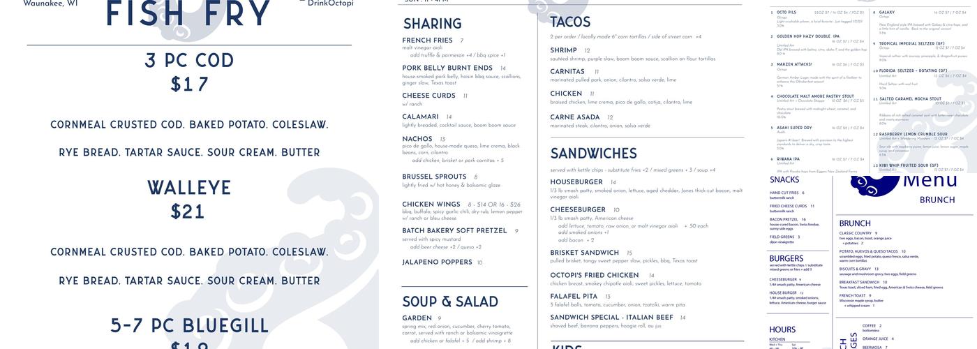 Octopi Brewing Menu