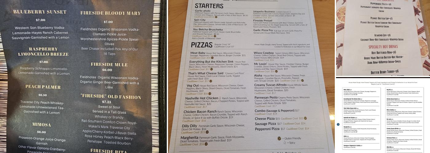 Foster's Fireside Menu