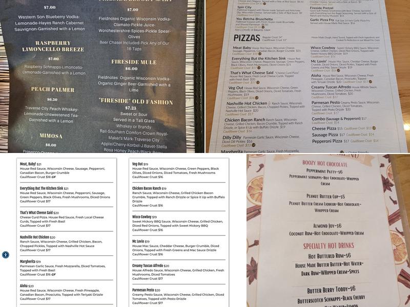 Foster's Fireside Menu