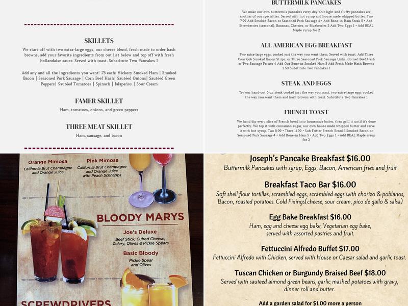 Joseph's Family Restaurant Menu