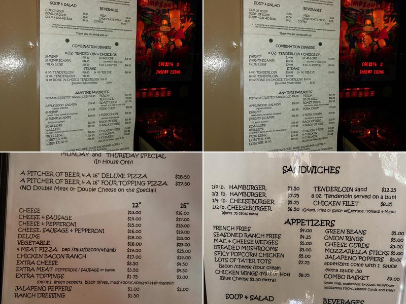 Hilltop Resort Supper Club Menu