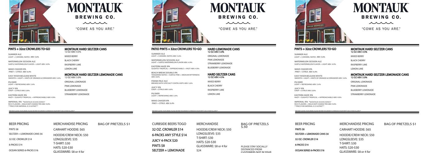 Montauk Brewing Company Menu