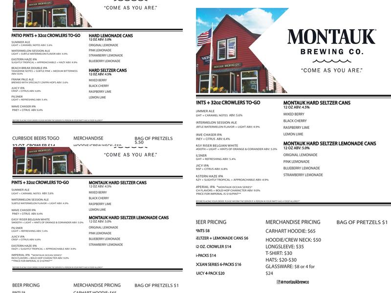 Montauk Brewing Company Menu