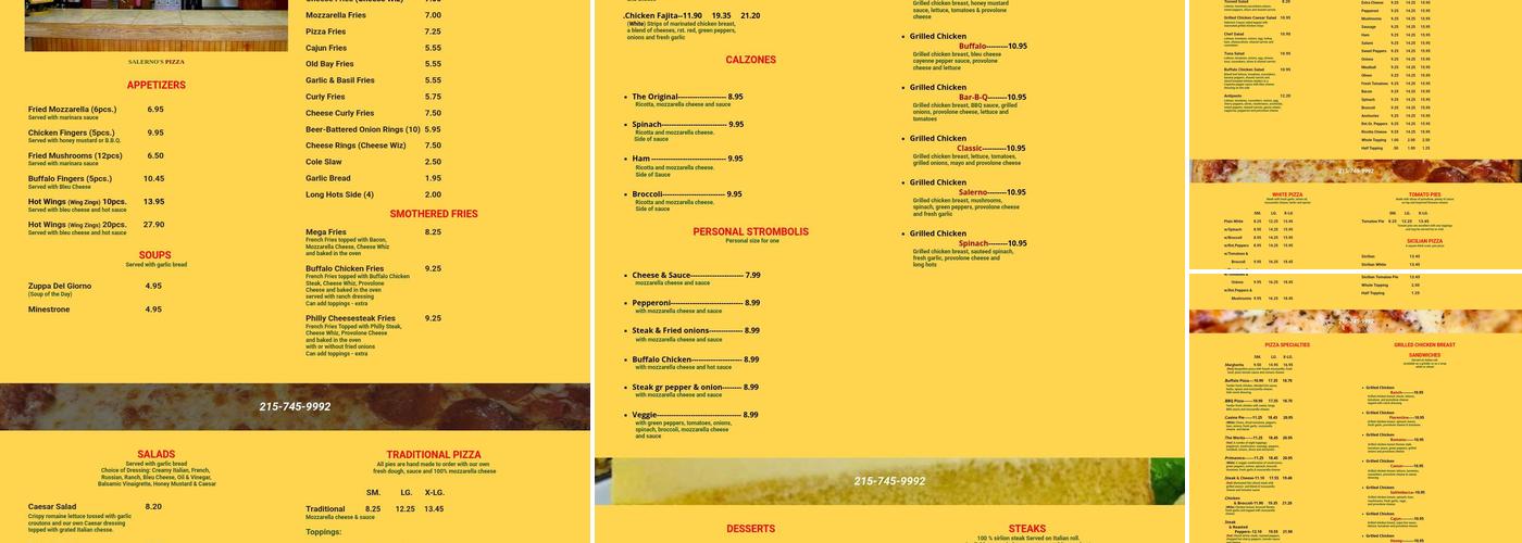 SALERNO'S Ristorante & Pizzeria Menu