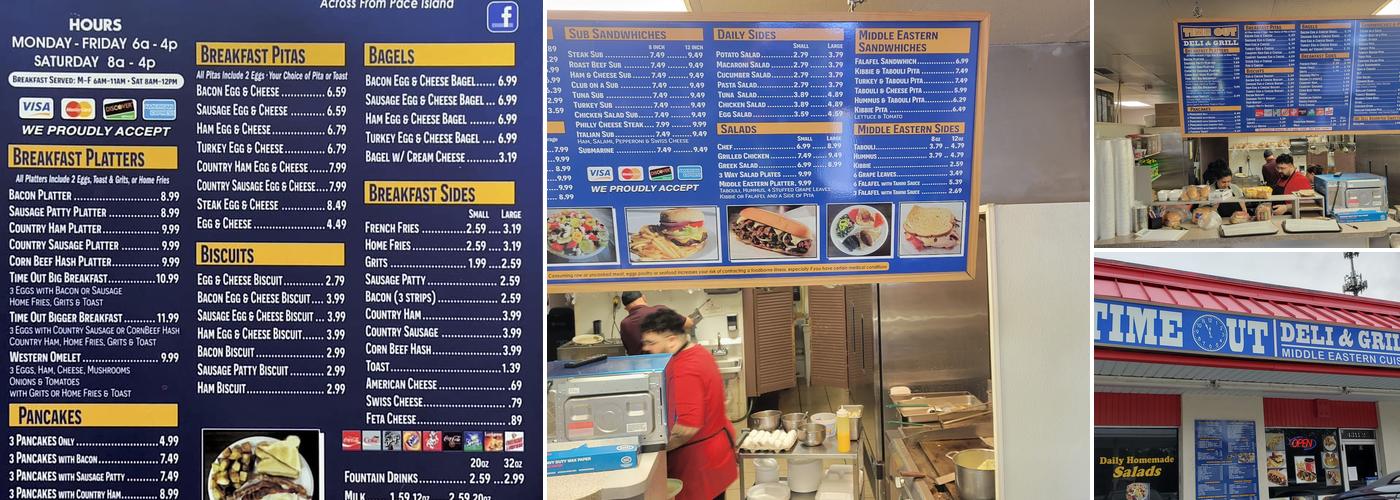 Time Out Deli & Grill Menu