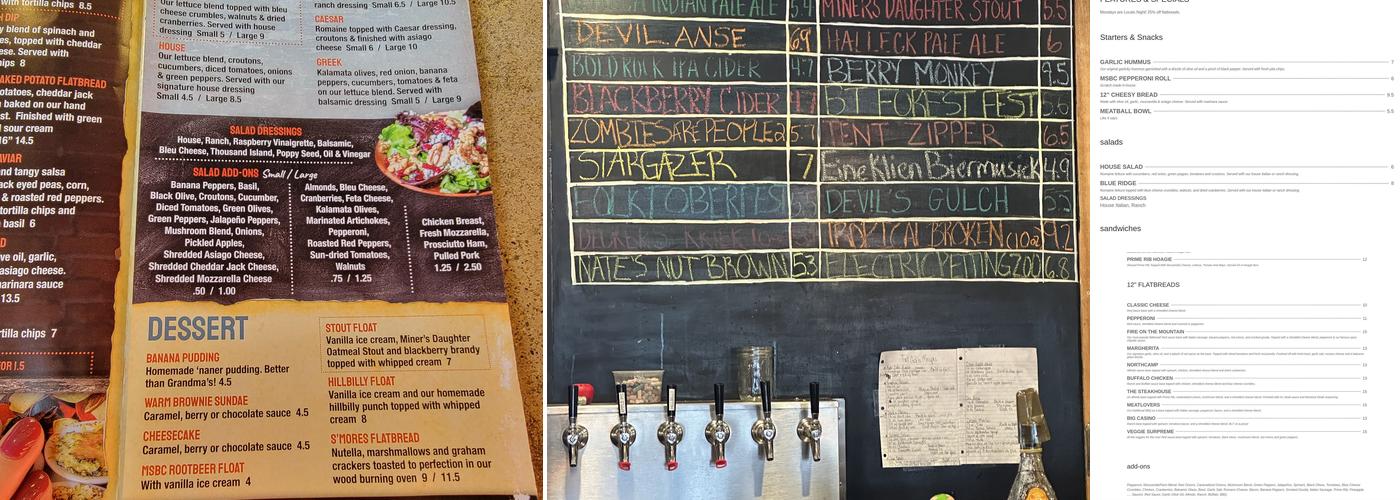 Mountain State Brewing Co Menu