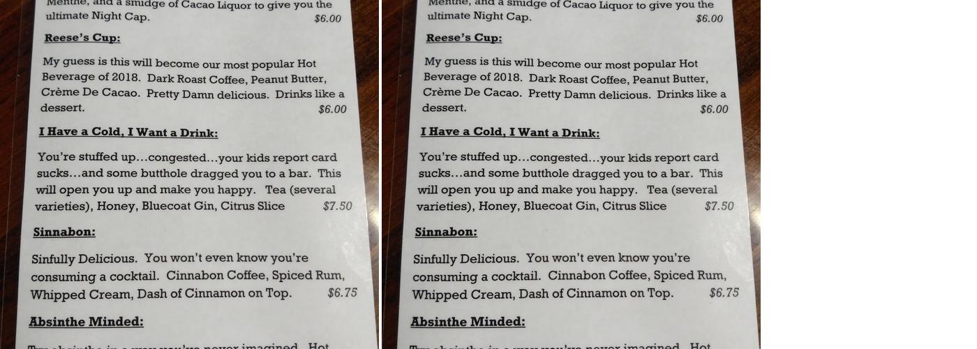 Beaver Brewing Company Menu