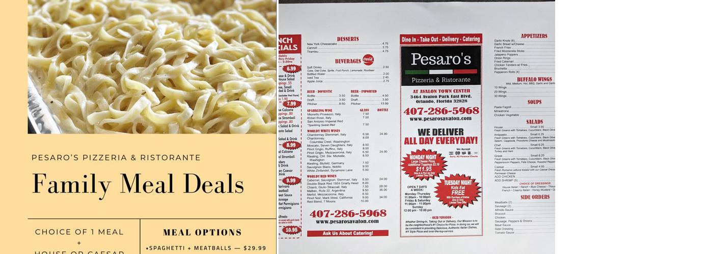 Pesaro's Pizzeria & Ristorante Menu