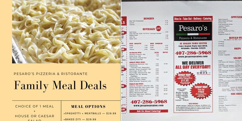 Pesaro's Pizzeria & Ristorante Menu