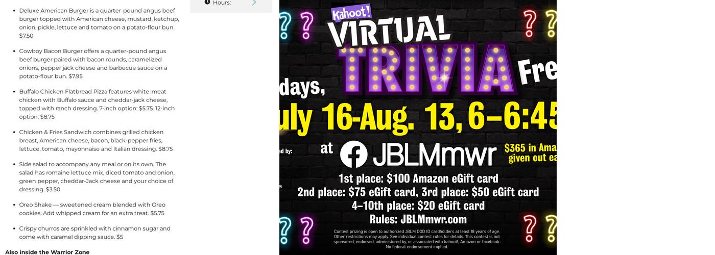 BASE ACCESS: Warrior Zone Menu