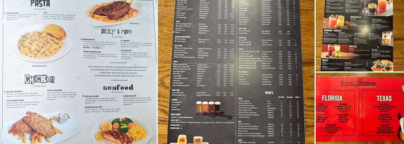Rock & Brews Menu