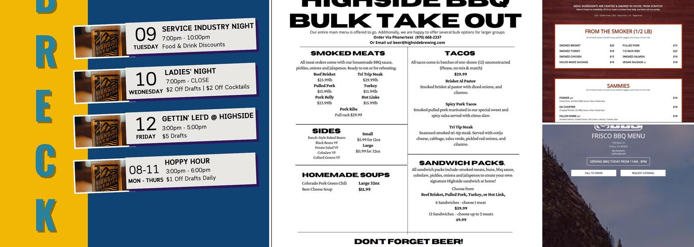 Highside Brewing - Frisco Menu