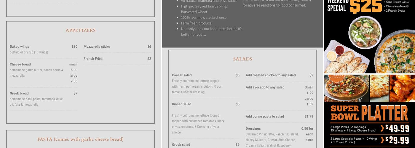 Palio's Pizza Cafe Godley Menu